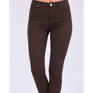 NEW BIANCO coated ankle zip jeans in brown